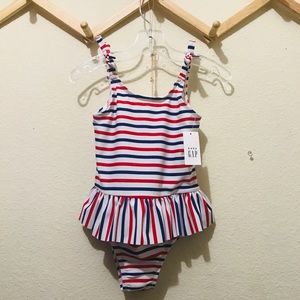 NWT BabyGap red&blue striped ruffle skirt …
